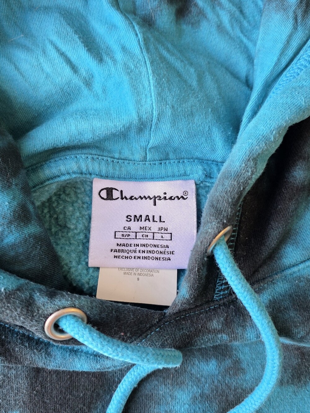 Champion Blue & Black Tie-Dye Hoodie, Small - Picture 3 of 11